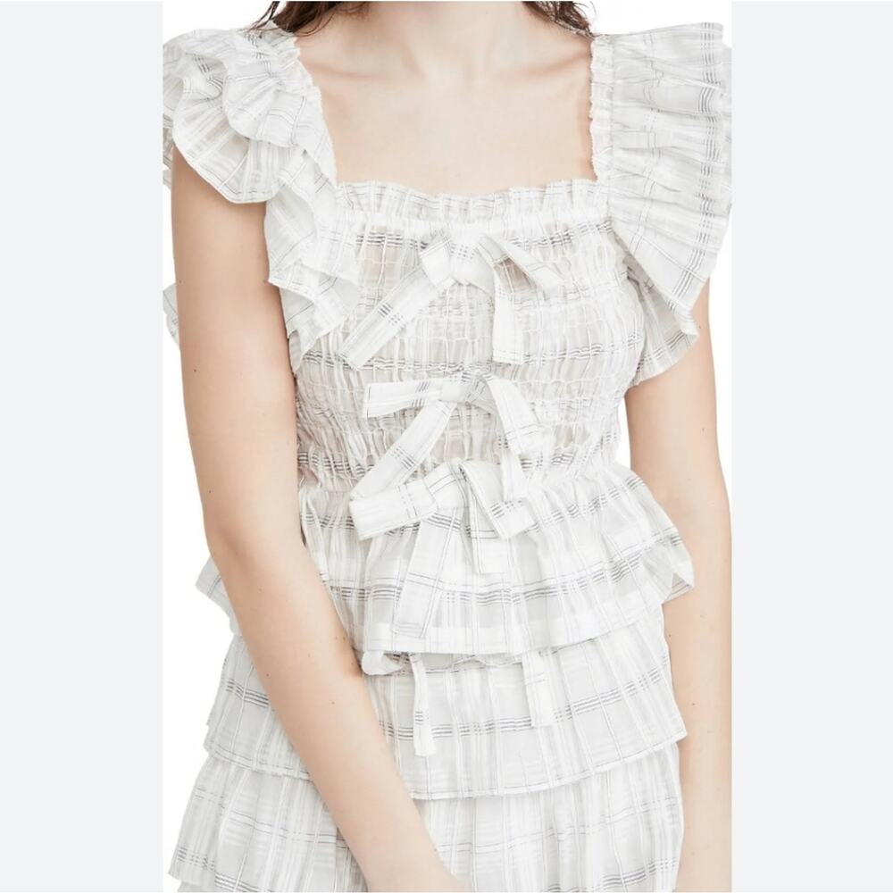 Ulla Johnson Women's White Blanc Camille Tank Bow Blouse Size 6